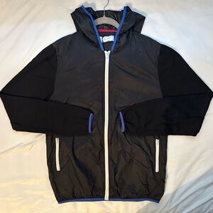 Five Four Potter Full Zip Hooded Lightweight Black Windbreaker Jacket Men M knit